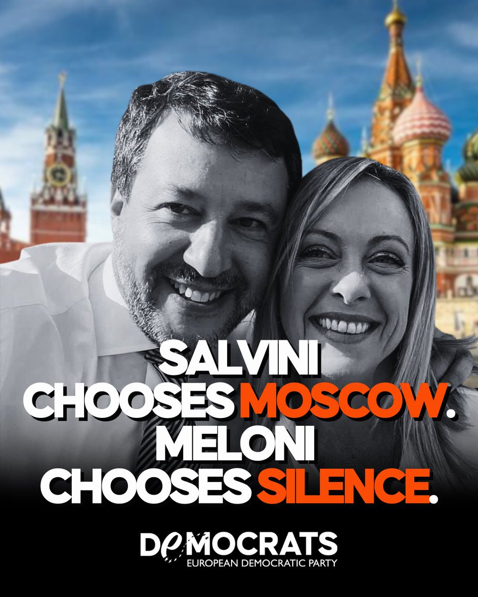 democrats_eu's tweet photo. Italian Deputy Prime Minister Matteo Salvini has compared today’s European leaders to Hitler and Napoleon, claiming they too will fail to “bring Moscow to its knees.”
The statement echoed Kremlin talking points so closely that Russian state media amplified it within hours.
As @matteorenzi – leader of EDP member @ItaliaViva – rightly asked: will Giorgia Meloni finally distance herself from her deputy’s words? Or will she continue to stay silent, as her government becomes a megaphone for Moscow?
There can be no neutrality in the face of historical distortion. And no place in Europe for those who twist the past to defend the autocrats of the present.