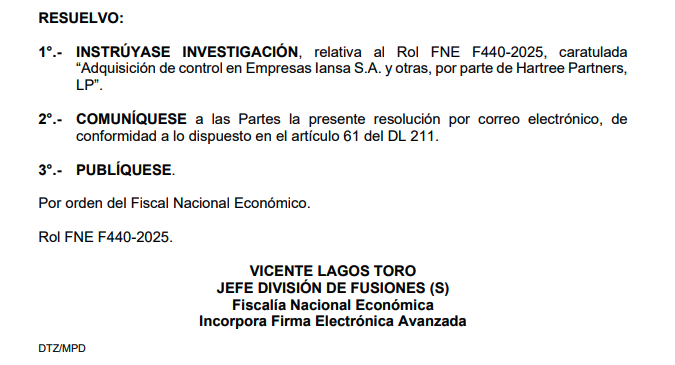 Venta de $IANSA $CAMPOS ya entró a la FNE el 26-nov. Aprobación debería ser rapida (30-60 días), ya fue aprobada en Europa. Después de eso pueden tirar la OPA por el 100% que ya anunciaron en junio. Según los estados financieros del dueño de $IANSA, OPA sería a CLP 34/acción para