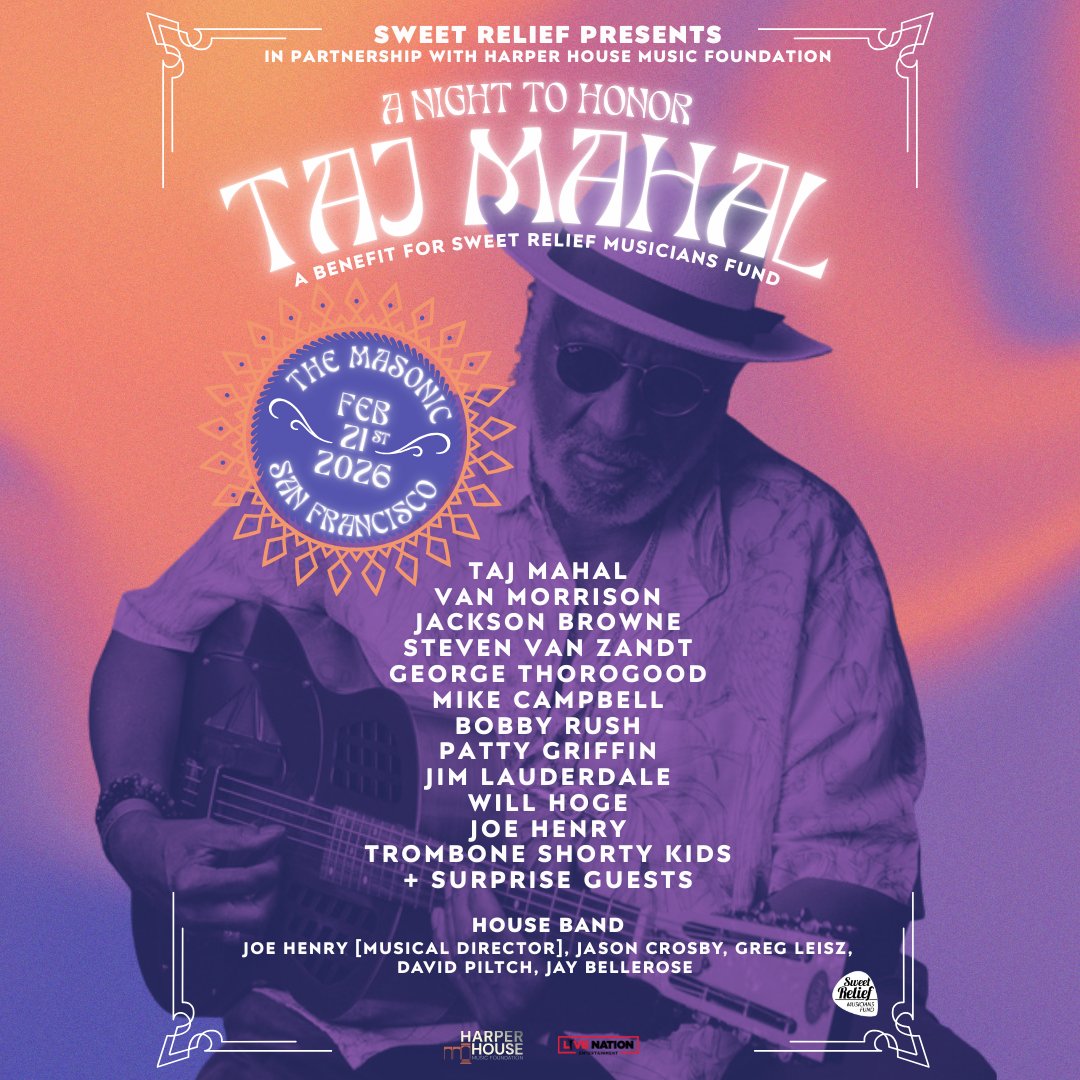 thorogoodmusic's tweet image. Excited to join 'A Night to Honor TAJ MAHAL' benefit concert, featuring an all-star lineup including Van Morrison, Jackson Browne, and more! Don't miss out on this unforgettable night! 🎸🌟 #TajMahal #SweetReliefMusiciansFund