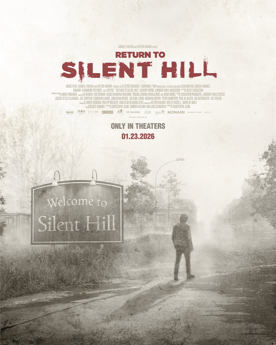 We’ve been waiting for you…

Check out the official poster for RETURN TO SILENT HILL. Only in theaters January 23.

<a href="/Konami/">Konami</a> <a href="/Cineverse_ent/">Cineverse 🎞️</a>