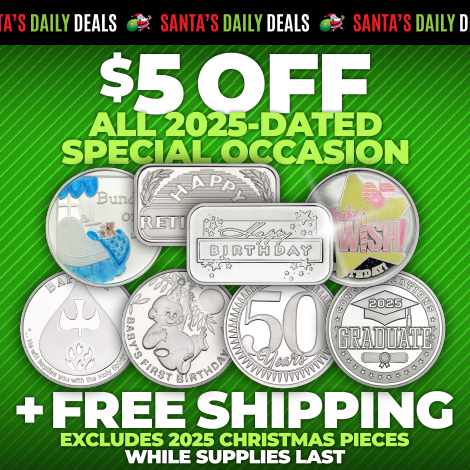 Did you miss out on commemorating an event from 2025? Now you can correct that oversight with $5 OFF all remaining 2025-dated Special Occasion Silver Gifts. This deal excludes Christmas silver and ends tomorrow, so find the perfect keepsake now >> bit.ly/4gOJtKm