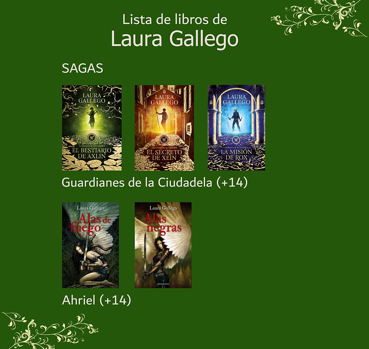 Hace tiempo que perdiste la cuenta de los libros que ha publicado Laura  Gallego? ¡Tenemos la solución! ☝️😌 Hoy presentamos esta \, image size:1200x1137