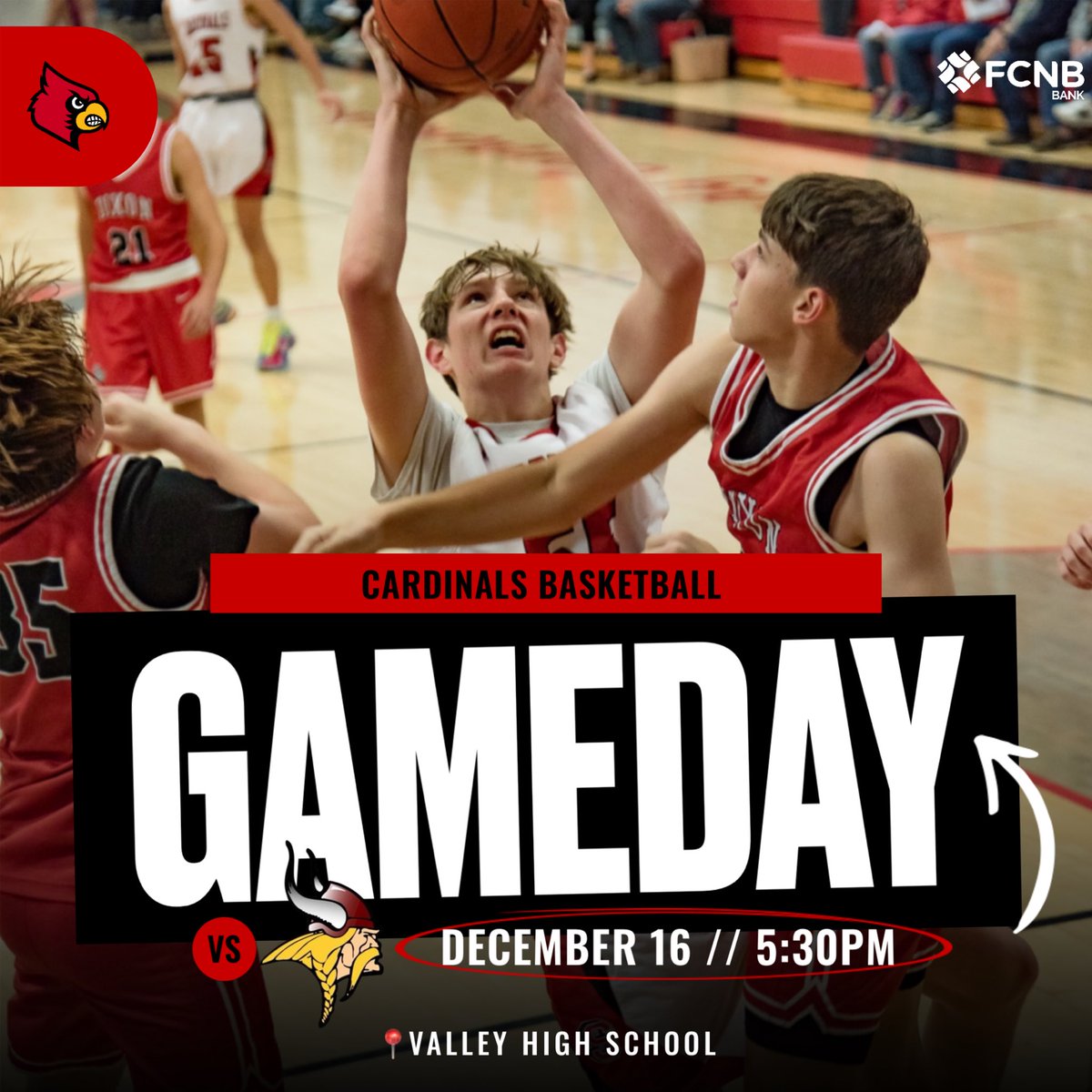 🚨GAMEDAY🚨

🐦 Steelville (2-4)
🆚 Valley (4-2) 
⏰ 5:30PM (JV, V boys)
📍 Valley High School 
🤝 Presented by <a href="/FCNBanks/">FCNB Bank</a> 
📸 Jennifer Parrett Photography