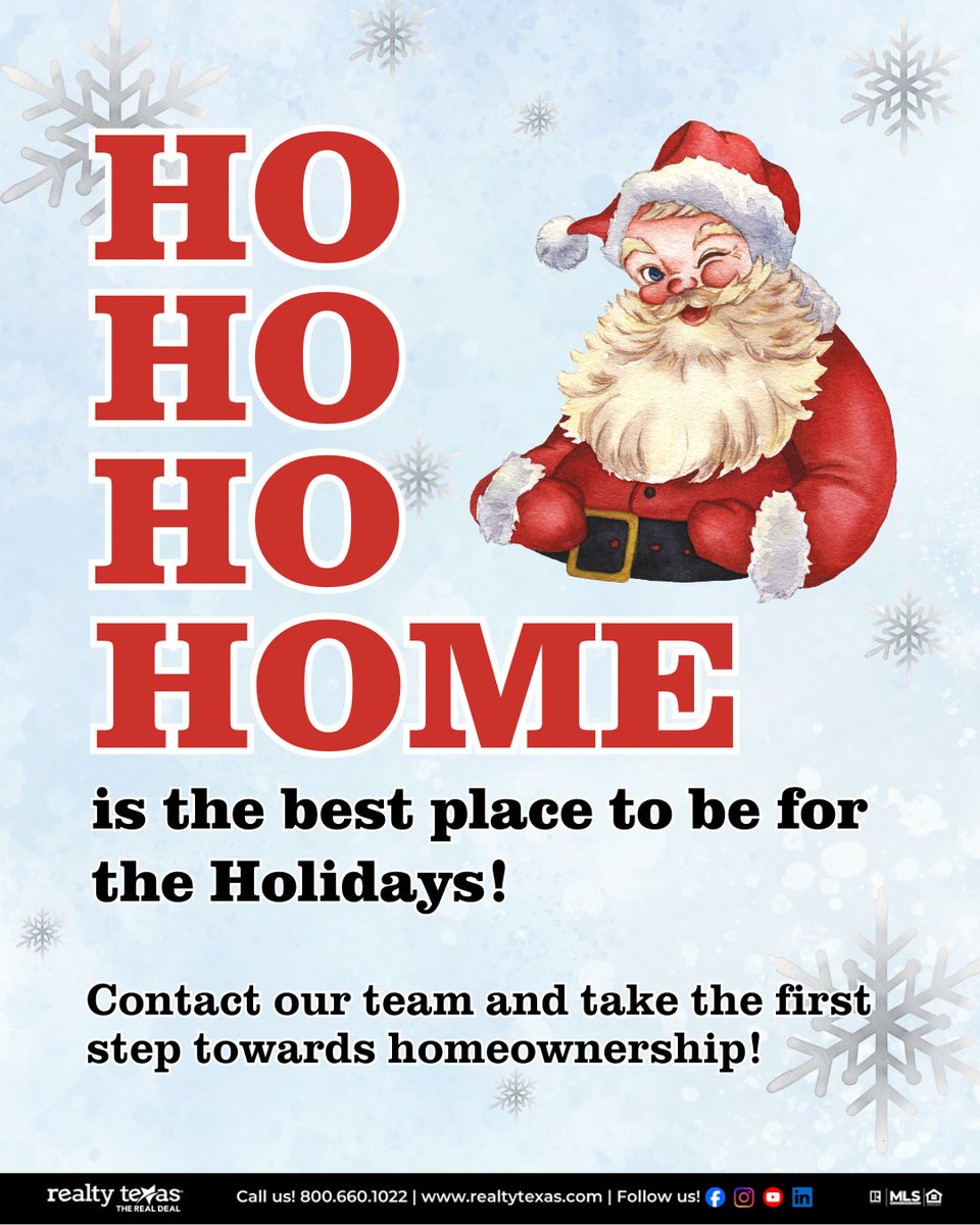 RealtyTexasLLC's tweet photo. Home is the best place to be for the holidays! Take the first step towards homeownership by contacting our team at 512-I-SOLD-IT!

#RealtyTexas #Home #IllBeHomeForChristmas https://t.co/y0ys0WKJaa