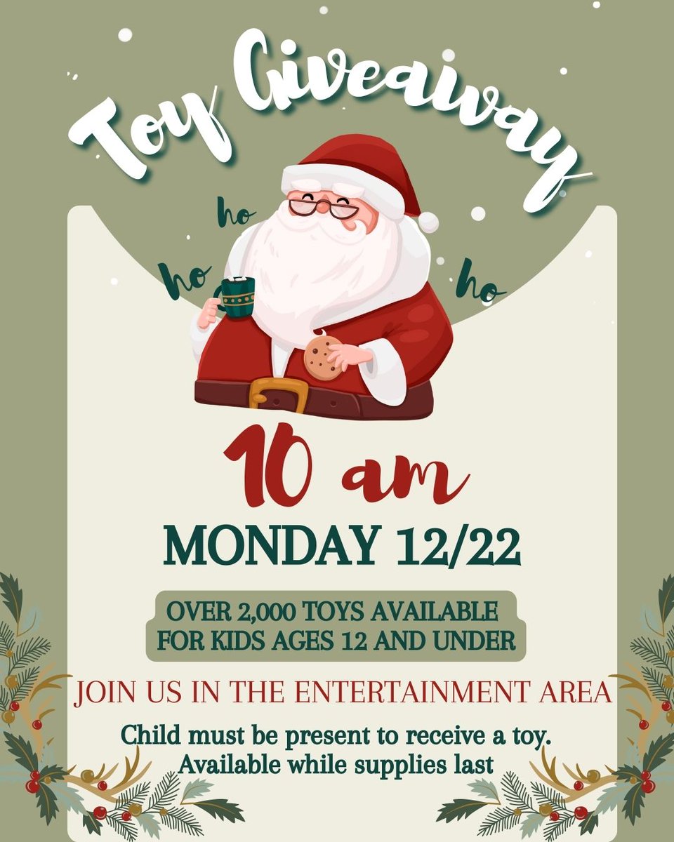 SwapMeetPC's tweet photo. On Monday, December 22nd, bring your kids, aged 12 and under, to receive a ✨🎅 FREE Christmas toy! 🎅✨ We will give away over 2000 toys, while supplies last, starting at 10 AM. https://t.co/fXwsAyqS7J