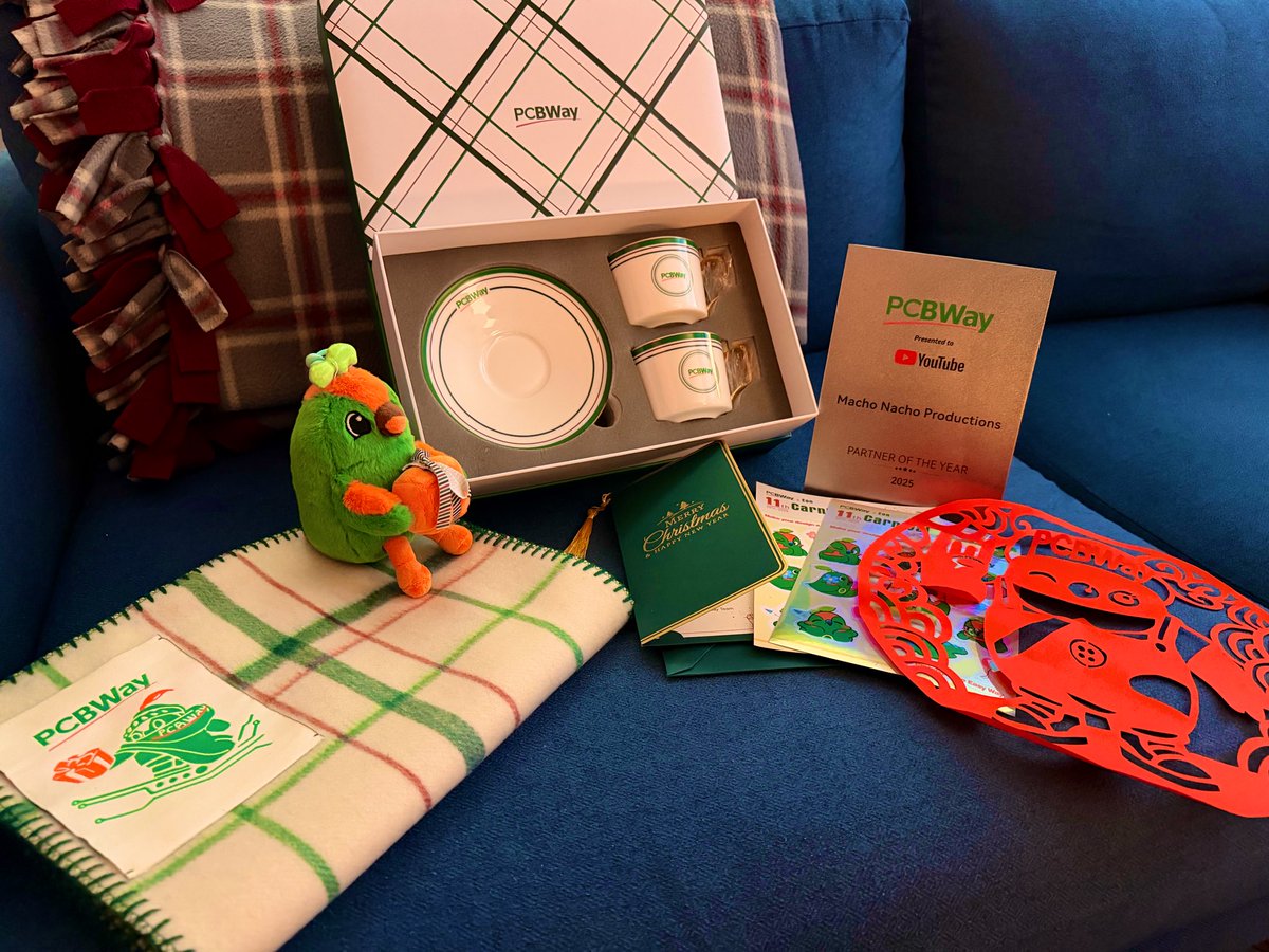 machonachomedia's tweet image. Thank you @PCBWayOfficial and @SGirl0311 for the holiday care package!  Excited for some cool projects in 2026 👍