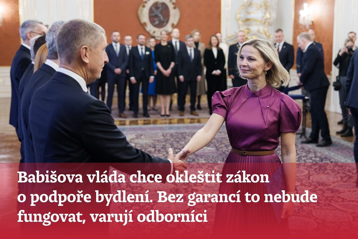 denikn.cz/1921669/
Od Nového roku by měl začít platit zákon o podpoře bydlení. S nástupem nové vlády je však jeho osud nejistý. „Tyto vyšší náklady si nemůžeme dovolit,“ řekla ministryně pro místní rozvoj Zuzana Mrázová (ANO). Její rezort nyní chystá nové znění.