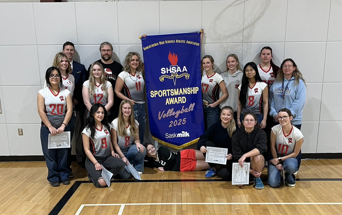 shsaasport's tweet photo. Congratulations to the Maple Creek Girls Volleyball team on winning the 2025 3A Girls @SaskMilk Sportsmanship Award! Huge thanks to the coaches for their dedication to school sport and the development of student athletes! https://t.co/Q3HkTbmBJe