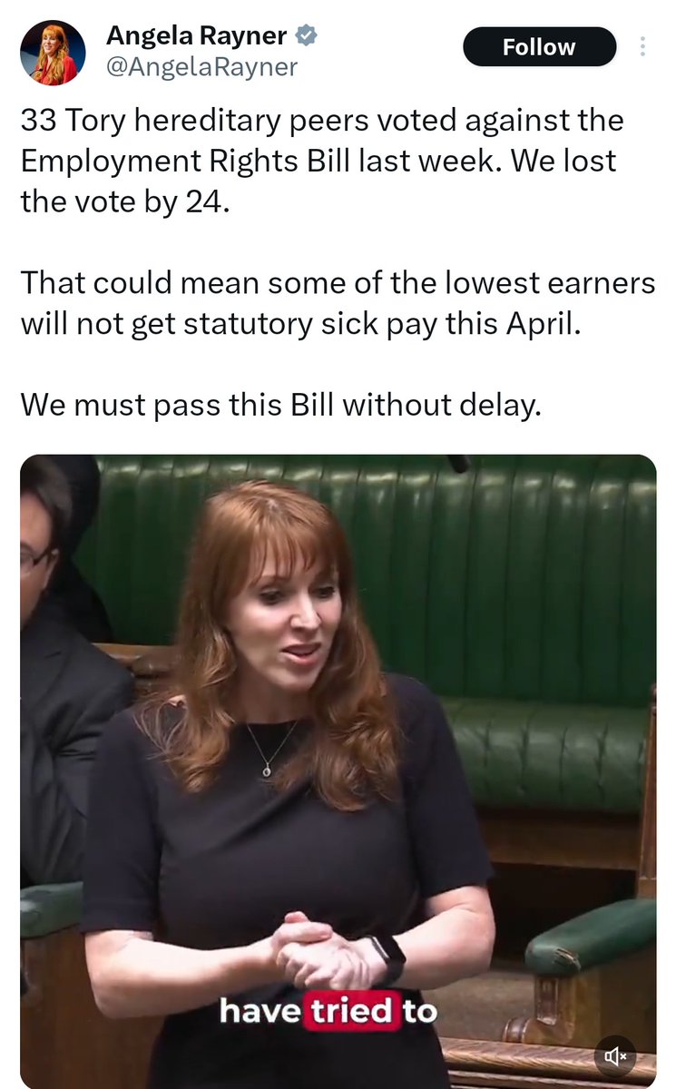 I can't reply to this or retweet because the tax dodger Rayner has blocked me. I can still screenshot it and comment because what she won't tell you is the number of Labour peers who didn't turn up was 65.