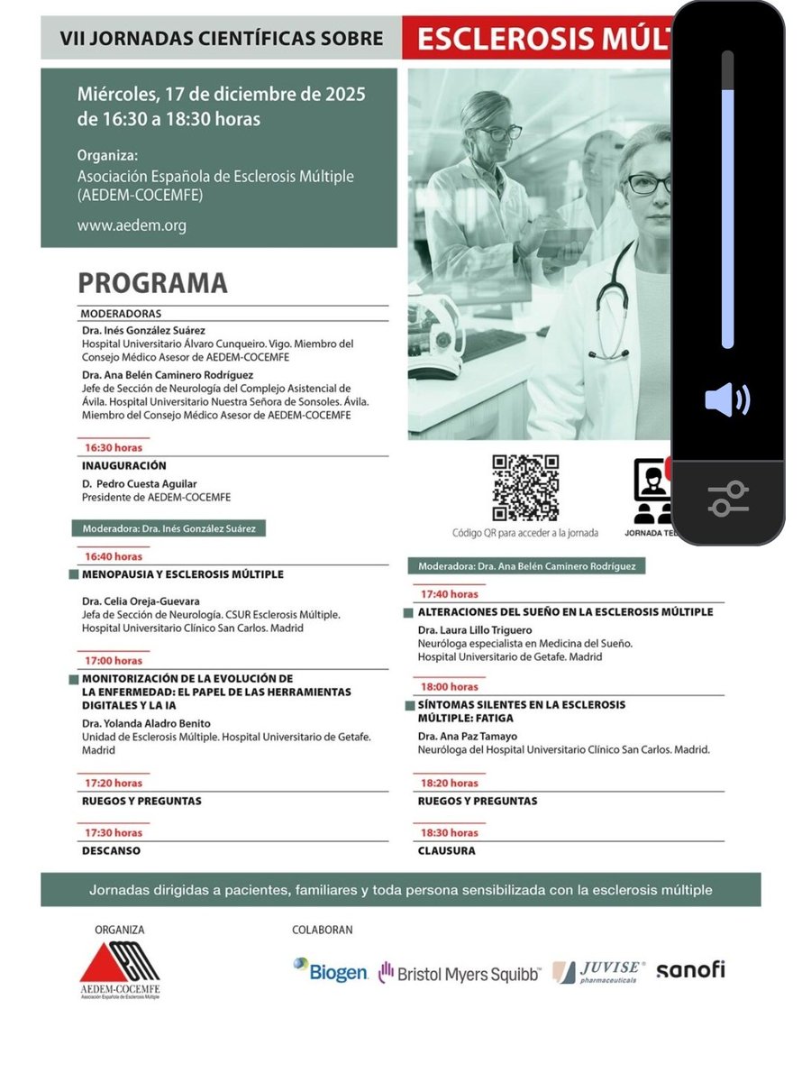 Mañana tendré la oportunidad de aunar mis dos pasiones, los trastornos del sueño y la Esclerosis Múltiple.
Gracias a <a href="/aedemesclerosis/">Esclerosis Múltiple</a> por organizar estas jornadas, donde se tratarán temas muy relevantes para la calidad de vida de los pacientes, y por invitarme a participar.
