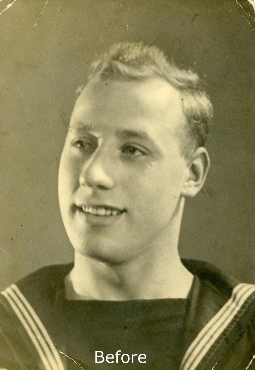 MemoryStudioUK's tweet image. My grandad Fred, photographed after returning from the Navy in the 1940s.
Restored to preserve the man and the moment. Removed the damage while keeping the photograph true to its time.
#PhotoRestoration
#FamilyHistory
#WWIIEra
#MilitaryHistory
#Ancestry