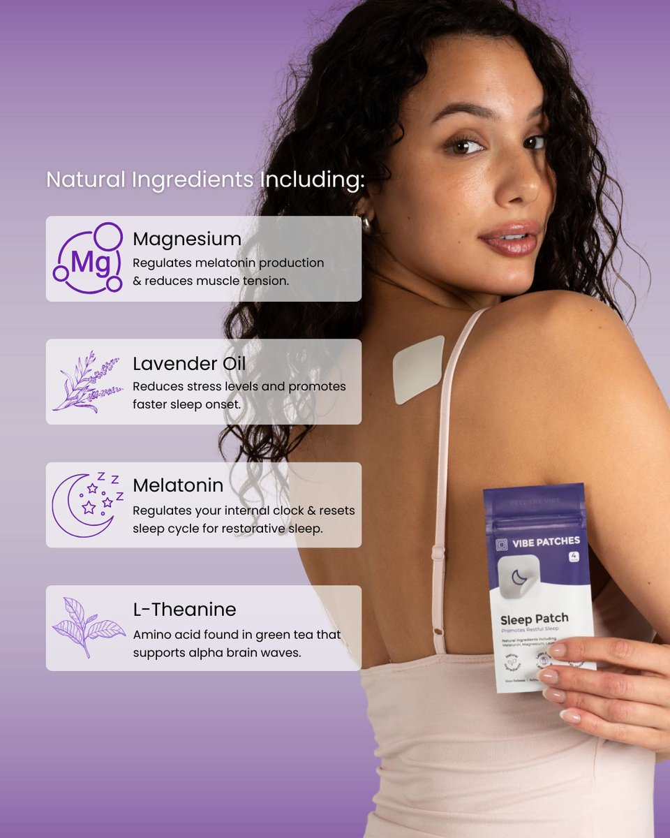 VibePatches's tweet image. Sleep better naturally. 🌙
No pills, powders, or hassle, just natural slow-release support through a transdermal vitamin patch.

✨ BUY 2 GET 2 FREE is live! Peel. Stick. Dream. ✨

#SleepPatch #VibePatches #WearableWellness #BetterSleep
