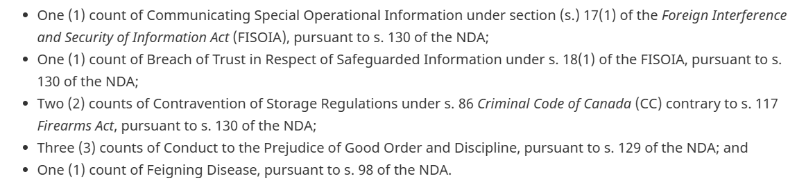 GeoObserverX's tweet image. theglobeandmail.com/politics/artic… Canadian Forces Military Police arrested &amp;amp; charged MWO Matthew Robar of Canadian Forces Intelligence Command with multiple offences under the National Defence Act &amp;amp; other statutes for allegedly passing highly classified information to Ukraine.
Charges: