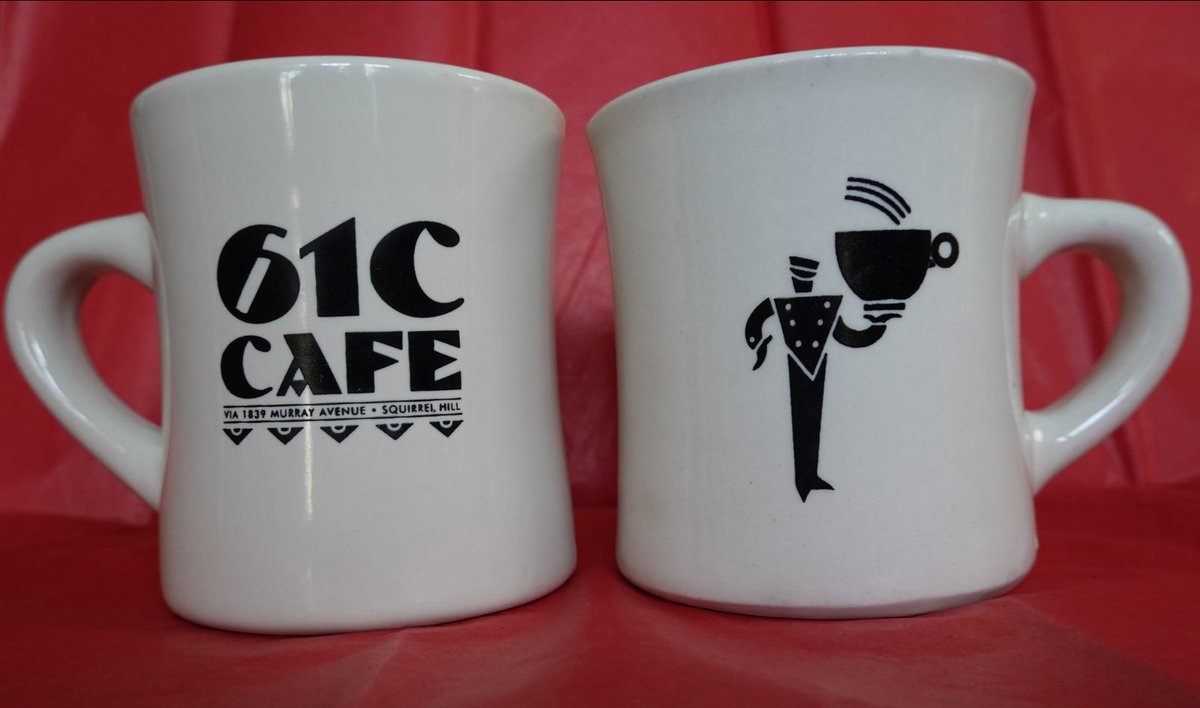 simplesue's tweet image. 61c Cafe mugs circa 1993 with my logo design! @the61CCafe