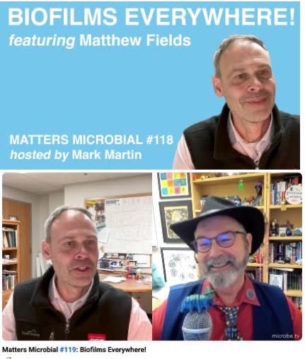 markowenmartin's tweet photo. It’s time for a new episode of my #MattersMicrobial podcast! This time, Dr. Matthew Fields joins the #QualityQuorum to discuss the ubiquitous presence of biofilms on Planet Earth. Please spread the #GoodMicrobialWord @asmicrobiology @microbe.tv
https://t.co/unooJtM8Qw https://t.co/PdxsCNmgK6