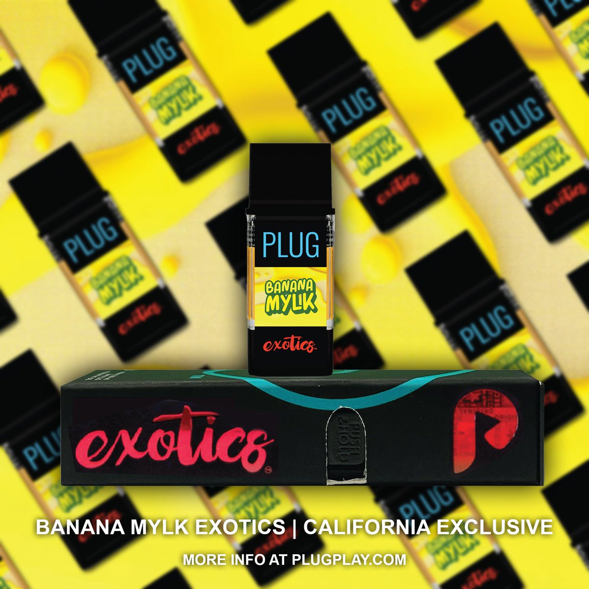 plugplay exotics disposable vape 2g 🍌Banana Mylk🍌 Our newest addition to #Exotics! Deliveries started Dec 15th Nicotine Strength:10MG Juice Pod Order Online LOST MARY PURE
