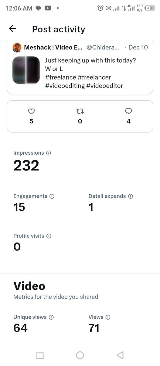Chideramesh's tweet image. This is my own joy for a growing and small account.

#VideoEditing #PersonOfTheYearAwards2025xBUS #freelancer #videoeditor