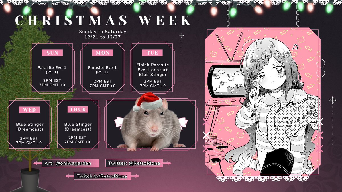 RetroRiona's tweet image. Starting Sunday, I bring to you a very retro Christmas. We will beat both games this week so expect longer streams.