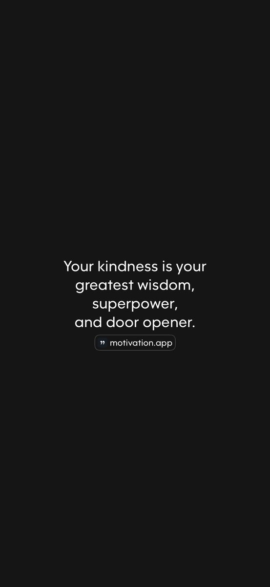 mr__mitchell_'s tweet image. Your kindness is your greatest wisdom, superpower, and door opener.
From @AppMotivation #motivation #quote #motivationalquote