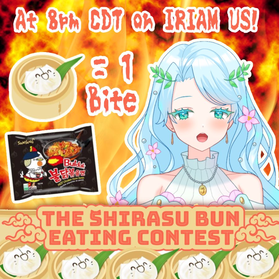 AdriaAnthelia's tweet photo. TONIGHT! In roughly 3 hours from now! I will be doing another spicy Buldak Ramen eating stream! 🥵🍜🌶️

This time I will be doing it to try and win the preliminaries of the Shirasu Bun Eating Contest! 🥳 I'd really appreciate it if you came to support me 🥺👉👈

#IRIAM 🔥 https://t.co/IPaB5uorhT