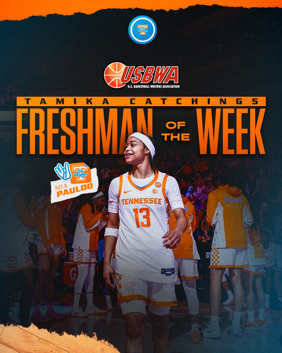 Mia Pauldo has earned both conference and national recognition for her performance during Tennessee's game against Winthrop. She was named SEC Freshman of the Week and the USBWA Freshman of the Week. 

Graphics by #Tennessee Lady Vols Basketball