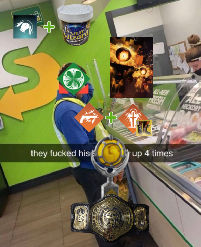 Just shit posting
Obviously the belt and trophy thing is a shipping / manufacturing problem and is not fully on bungie's hands 
the rest though ... we gotta work on