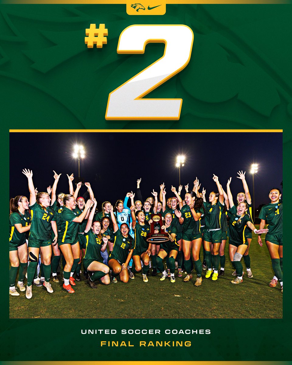 cppbroncos's tweet image. Closing out the 2025 season at No. 2🔥

@cppwsoccer comes in 2nd in the United Soccer Coaches national poll to close out the 2025 season. 

#WeAreCPP