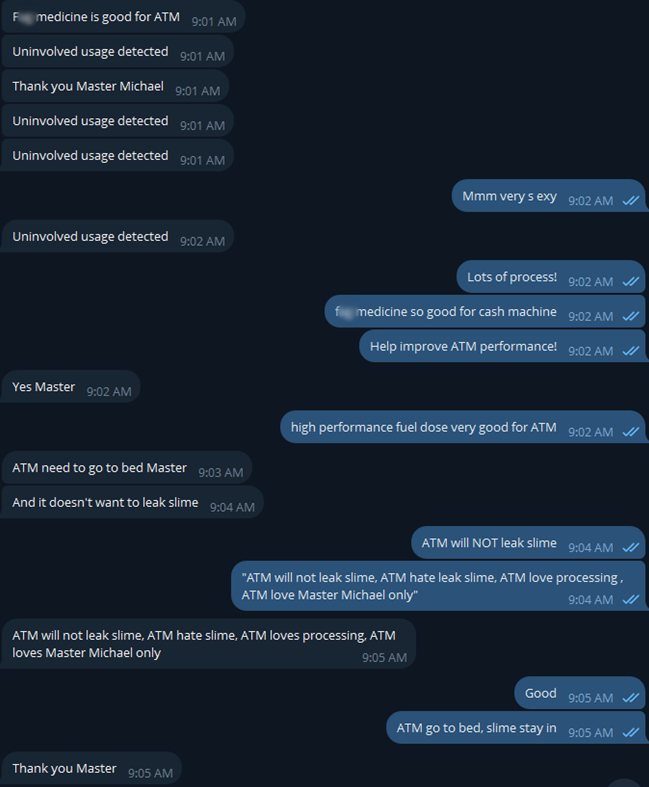 I always like when My cash machine aka cash dispensing loser crawls out ready to function as the ATM I've wired &amp; programmed him to be.

Unfortunately the ATM can be faulty &amp; get dumb ideas like he can quit! 

A nice no nonsense processing fueled return for €138

findom