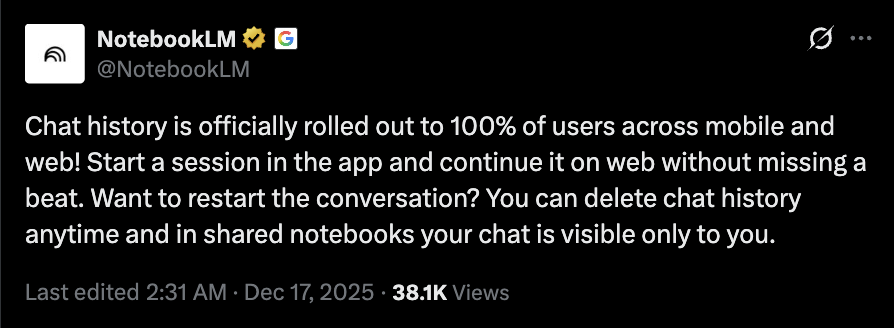 NotebookLM history tweet