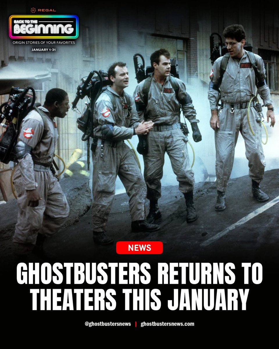 GBNewsdotcom's tweet image. Ghostbusters Returns to Theaters This January as Part of Regal’s “Back to the Beginning” Film Series: ghostbustersnews.com/2025/12/16/gho…