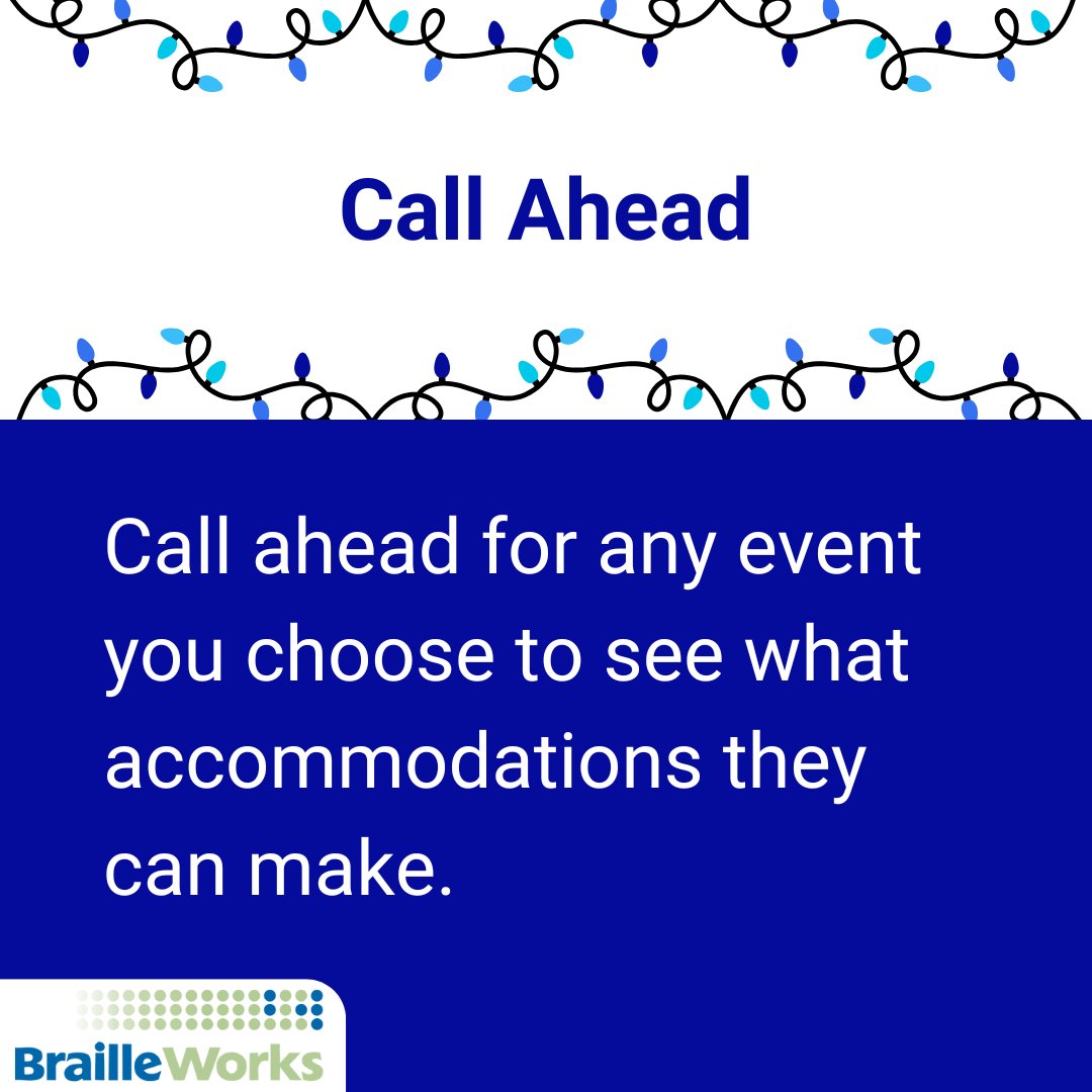 Christmas time is full of fun memories with friends and family.

If someone in your group has a visual disability, use these tips to create a safe and accessible experience for everyone.

Check out our blog for more tips, 10 Tips to Enjoy the Sights and Sounds of Christmas.