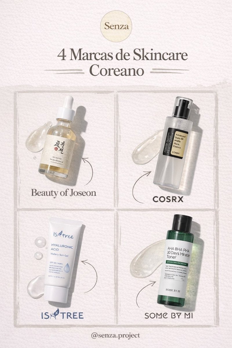 senza_project's tweet photo. 4 marcas de skincare coreano que destacan por su eficacia y fórmulas cuidadas 🤍✨

Beauty of Joseon · COSRX · ISNTREE · SOME BY MI

Menos es más cuando eliges bien tu rutina.
#KBeauty #SkincareCoreano #CuidadoDeLaPiel #BellezaConsciente https://t.co/8ulevZCipI