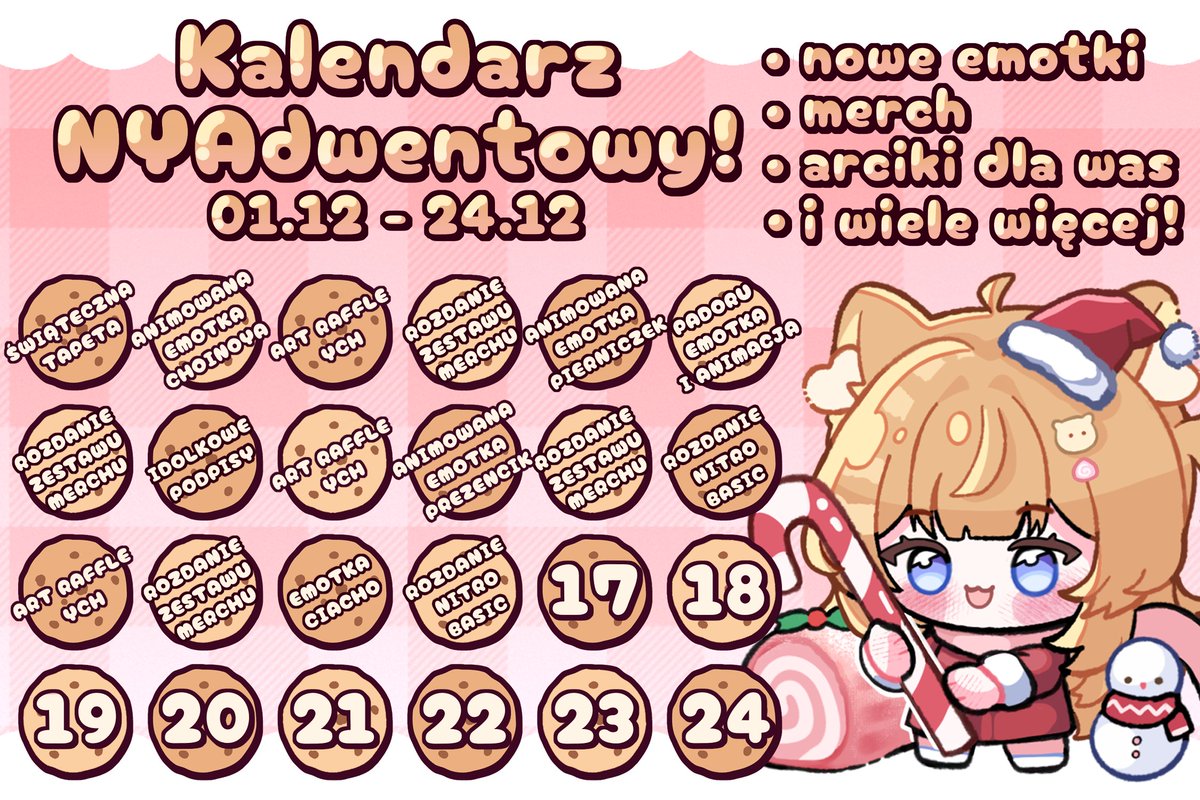 Kalendarz NYAdwentowy ✦ Dzień 16
Drugie Rozdanko Nitro Basic!

Ponownie jest to nieco skromniejsza nagroda, ale mam nadzieję, że mimo wszystko ucieszy kogoś z Was! ( ⸝⸝´꒳`⸝⸝)

Rozdanie odbywa się na naszym serwerze! 🩷
Wesołych Świąt!