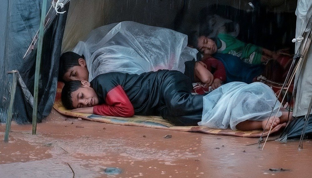 Gazze'yi Unutmayın 
Gazze'de terörist İt'railin soykırımı devam ediyor 
Bir yandan it'railin soykırımı 
Bir yandan kış
Bir yandan sel
Bir yandan ev yok 
Bir yandan ekmek aş yok
Çadırlar sular altında 
Dünyanın umurunda değil 

Yaşasın Cehennem Zalimler için.

#GazaWinterCrisis