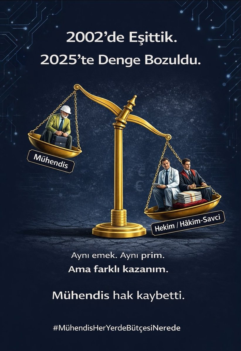 Risk de mesuliyet de imza da Mühendis ve teknik personeldedir.
Buna rağmen bütçede adı yoktur.
Bu dengesizlik giderilmedikçe
ne üretim sağlam olur
ne de kalkınma kalıcı.

#MühendisHerYerdeBütçesiNerede