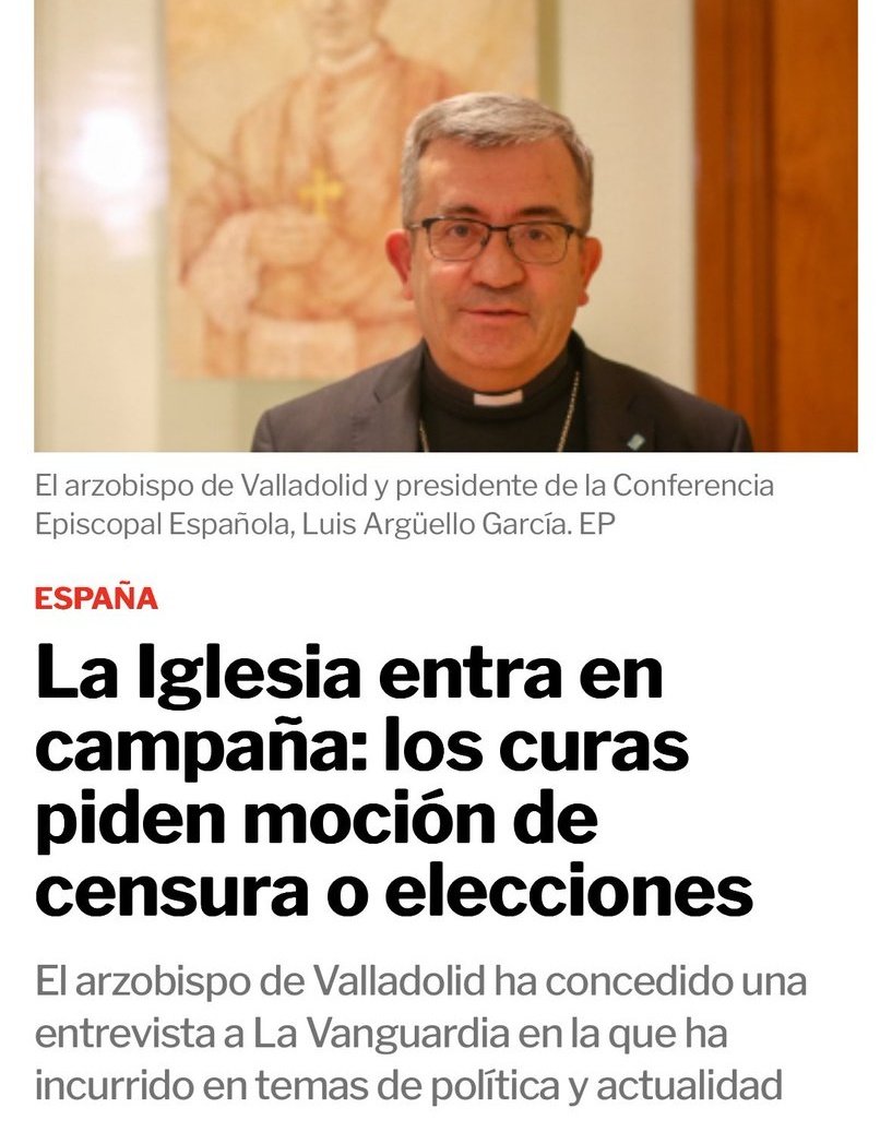 Yo también pido elecciones para acabar con los privilegios de la Iglesia, con la exenciones fiscales, con las inmatriculaciones, con el concordato, con el dinero público para sus colegios. Y sobre todo votemos para q tantos pedófilos y violsdores con sotana paguen sus crímenes...