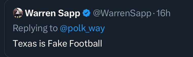 TexasEx10's tweet image. Warren Sapp deleted his post. But screenshots live forever.