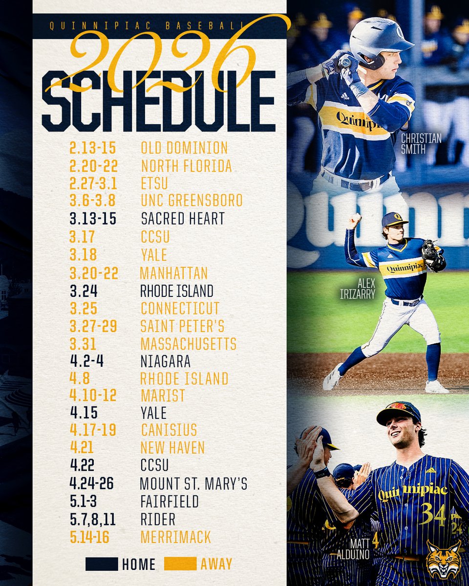 TheQBaseball's tweet image. Our 2026 schedule has 𝐀𝐑𝐑𝐈𝐕𝐄𝐃 🙌 

📆 : bit.ly/4h8EqnU
📰 : bit.ly/3MxJmJf

#BobcatNation x #MAACBaseball