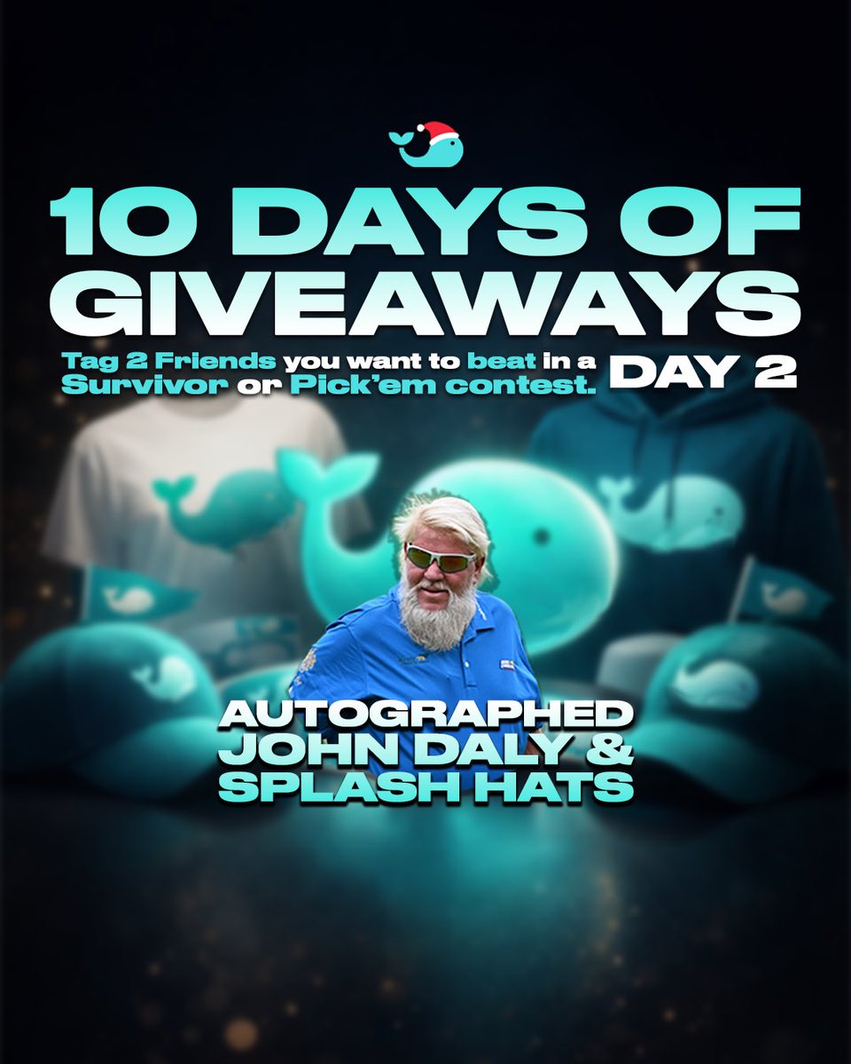 splashsports's tweet photo. πΒ DAY 2 OF 10 DAYS OF GIVEAWAYS π
Tag 2 friends you want to beat in a Survivor or Pickβem contest β‘
Prizes:
ποΈ 1 John Daly autographed hat
π 1 Splash autographed hat
Drop your tags below π
#Giveaway #10DaysOfGiveaways #JohnDaly #SplashSports #QuickPicks https://t.co/gZjQIZlgQh