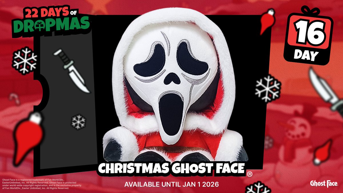youtooz's tweet image. dropmas is calling, time to pickup 📞 

christmas ghost face is available now 🎄