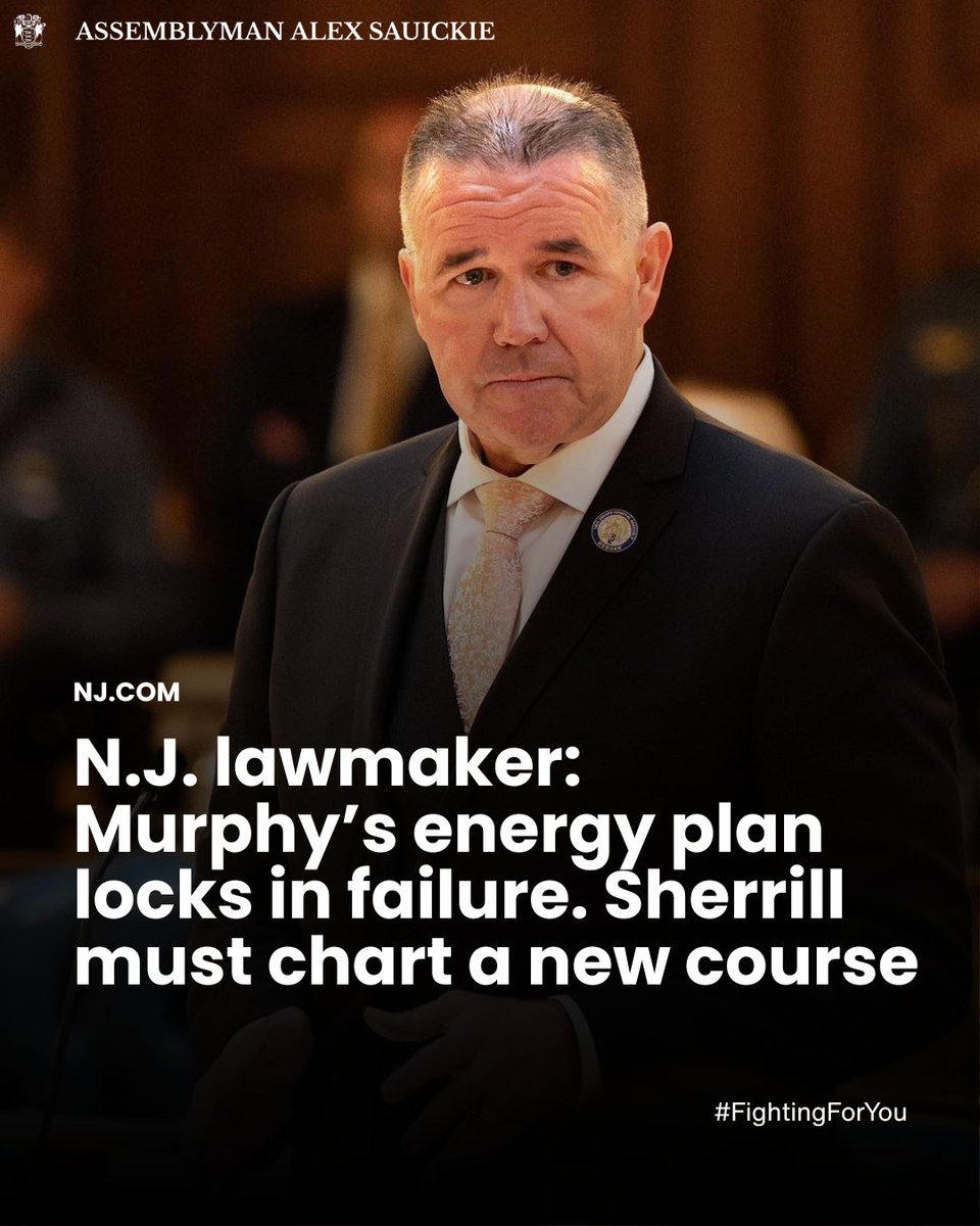 Murphy’s Energy Master Plan locks in higher costs, less reliability, and more dependence on out-of-state power.

New Jersey needs an all-of-the-above approach — including nuclear and natural gas — not more failed policies.

🔗 Read my complete op-ed here: nj.com/opinion/2025/1…