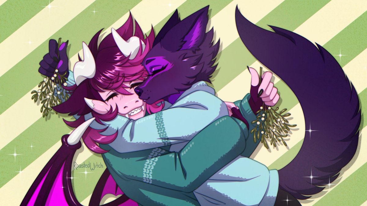 RoastedWitch's tweet photo. ✨Finished YCH for @merbmercy and @BlueThePotato1 !!✨

Winter Mistletoe leads to kisses and love!!

https://t.co/leiIhuQb39 https://t.co/qYTax1M8KD