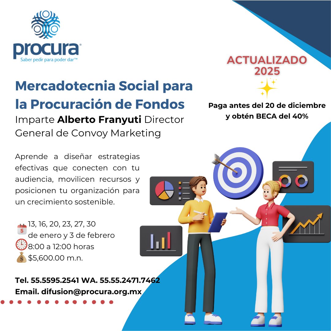 Comienza el año capacitándote ¡Aprovecha nuestras BECAS!

Informes e inscripciones:
📞55.2417.7462 📨difusion@procura.org.mx