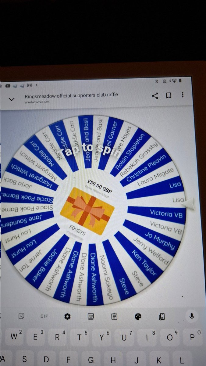 36 name's on the wheel of fortune so far and £215 raised this month for <a href="/MindCharity/">Mind</a> and you've still got 15 day's to enter. So if you'd like to win this £50 voucher donated by the wonderful <a href="/wearefoudys/">FOUDYS.COM</a> then just donate £5 via our just giving page and please leave your name 💙