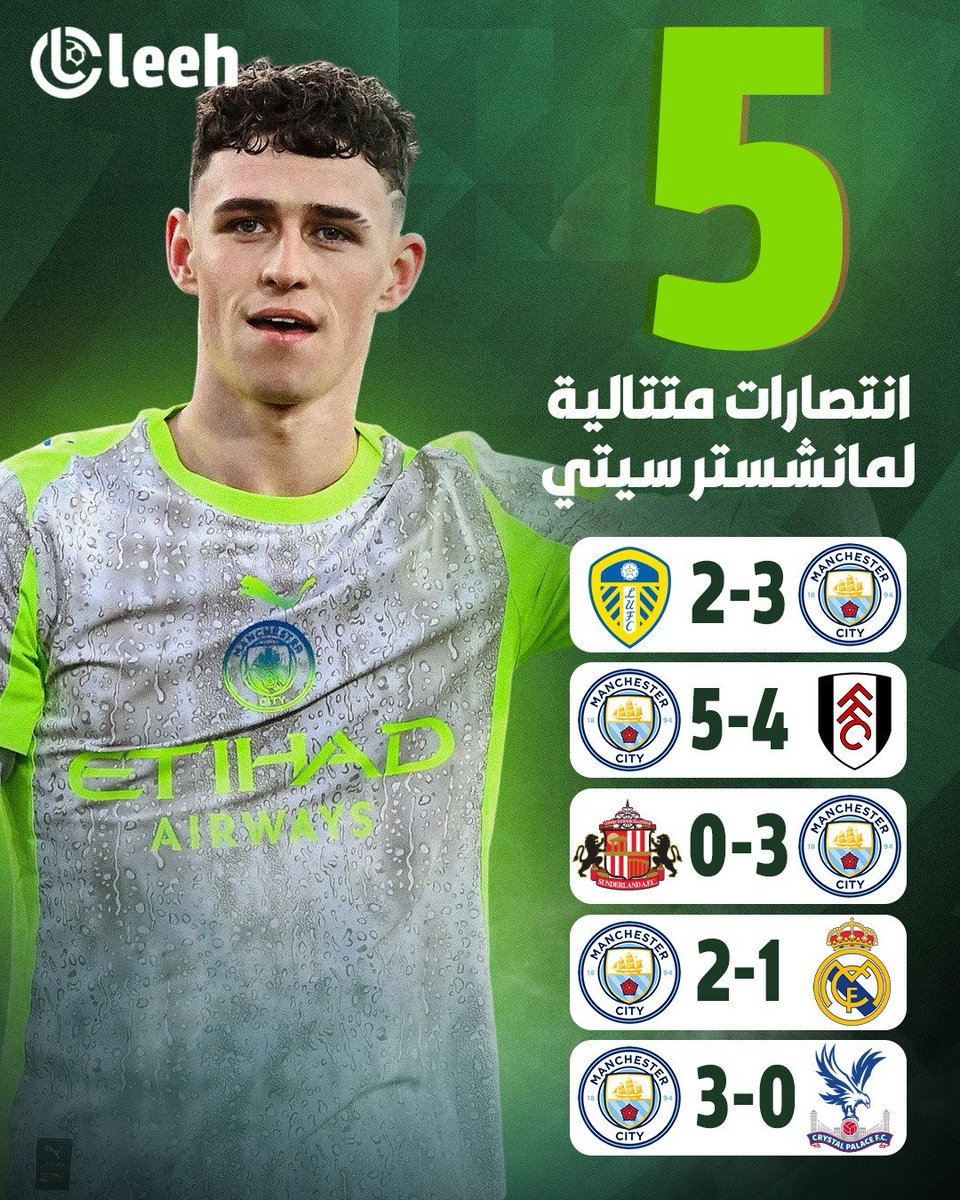 كتيبة بيب غوارديولا تحقق 5 انتصارات متتالية 