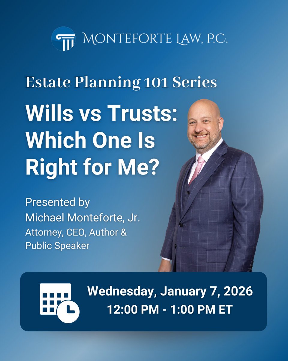 You’ve built something worth protecting. The question is: will it end up where you intend?

Join our free webinar, “Wills vs. Trusts: Which Is Right for Me?” on January 7!

🔗 Sign up here: us02web.zoom.us/webinar/regist…

#wills #trusts #estateplanning #assetprotection #webinar