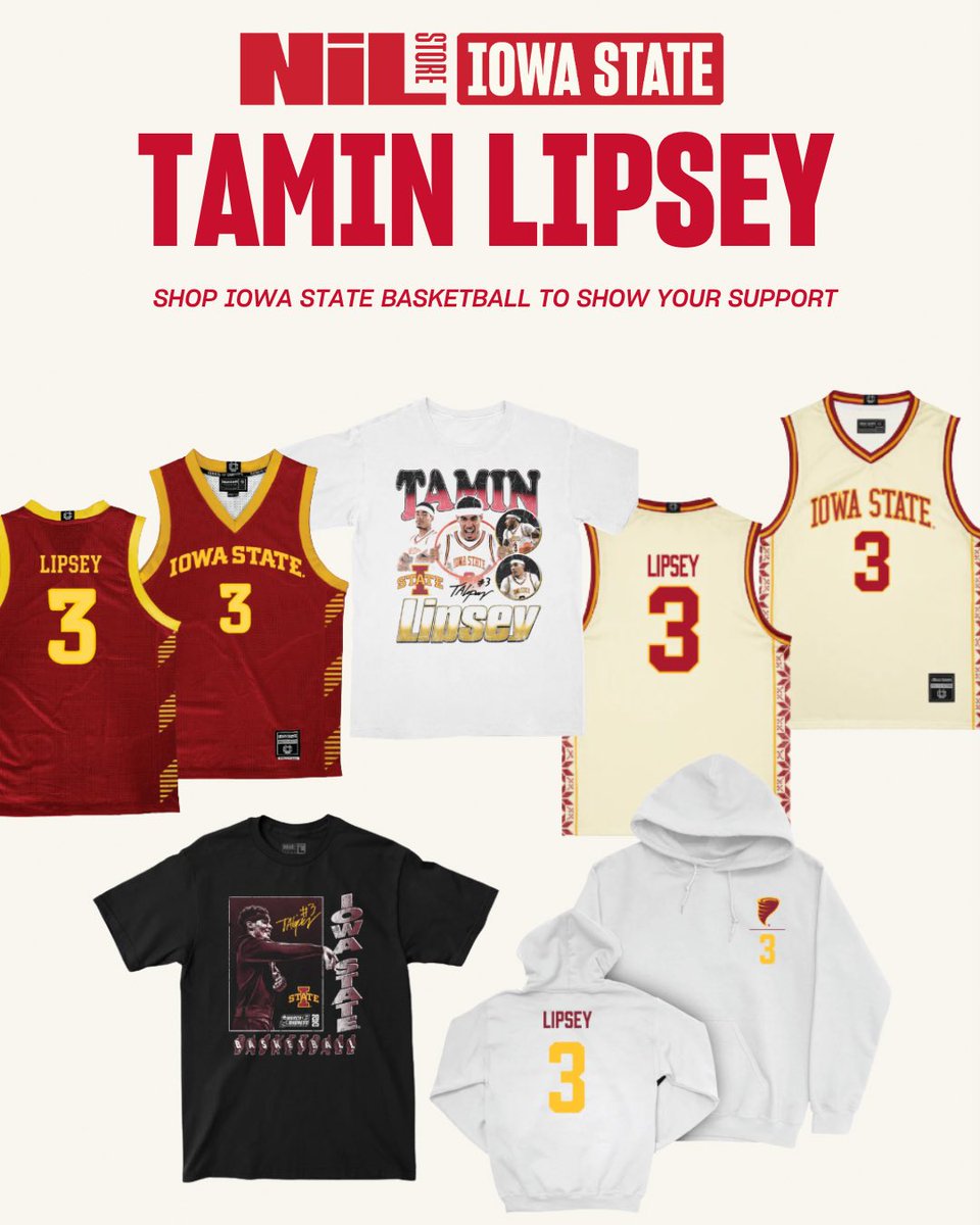 IowaStNILStore's tweet image. Built for big moments. Backed by Cyclone Nation.
Show love for Tamin Lipsey 🏀🌪️

nil.store/iowa-state/isu…

#TaminLipsey #Iowastatebasketball #cyclonebasketball #cyclonenation #theNILStore