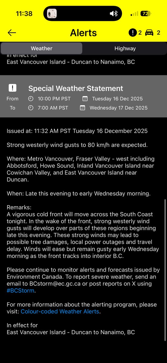 vlad_rad's tweet image. Special weather statement just released @ECCCWeatherBC as a strong cold front comes in from the NW later this evening into tmrw. Freezing levels will also drop quite a bit. 🌬️ #BCStormWatch #BCWind #VancouverIsland