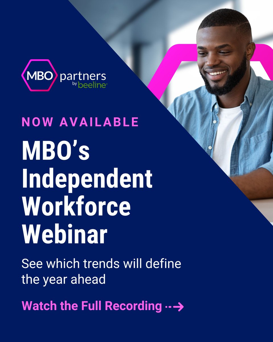 Hear insights on the trends defining the independent workforce and what they mean for organizations in our latest webinar.

Watch the full session: mbopartners.com/events/data-tr… 

#FutureOfWork #IndependentProfessionals #MBO