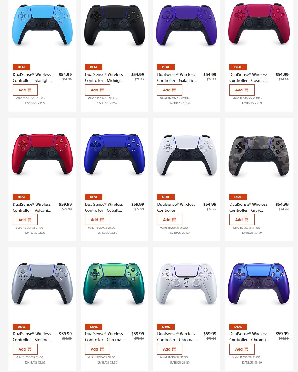 PlayStation DualSense Controller starting at $54.99 at PS Direct